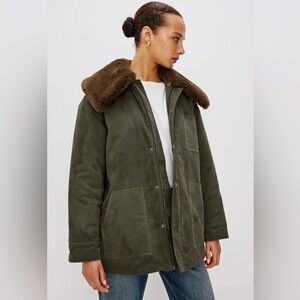 Rails Tessuto Jacket with Brown Fur Collar - Umber Size Small